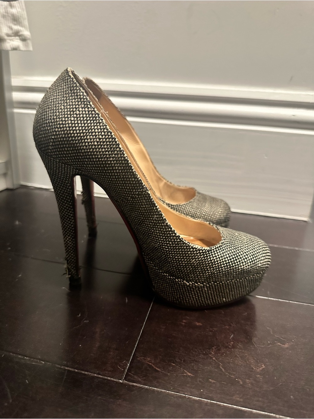 Christian Louboutin Metallic Silver and Black Platform Pumps
